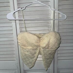 SHEIN Cream Lace Strapless Top